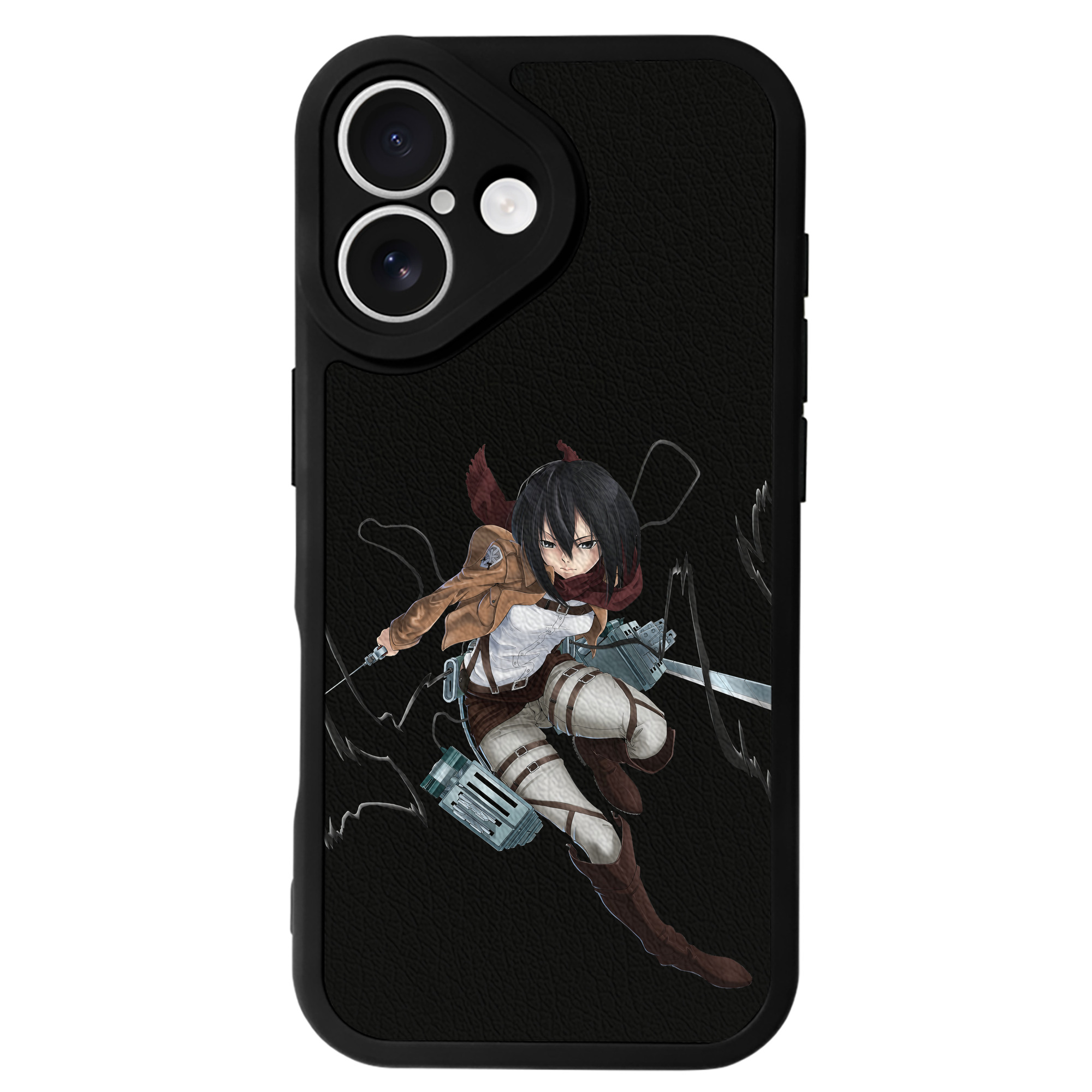 （画像用） 進撃の巨人 ミカサ·アッカーマン Attack on Titan Mikasa Ackerman 【iPhone 16シリーズ対応】シリコンスマホケース（レザー調） 材質：シリコン